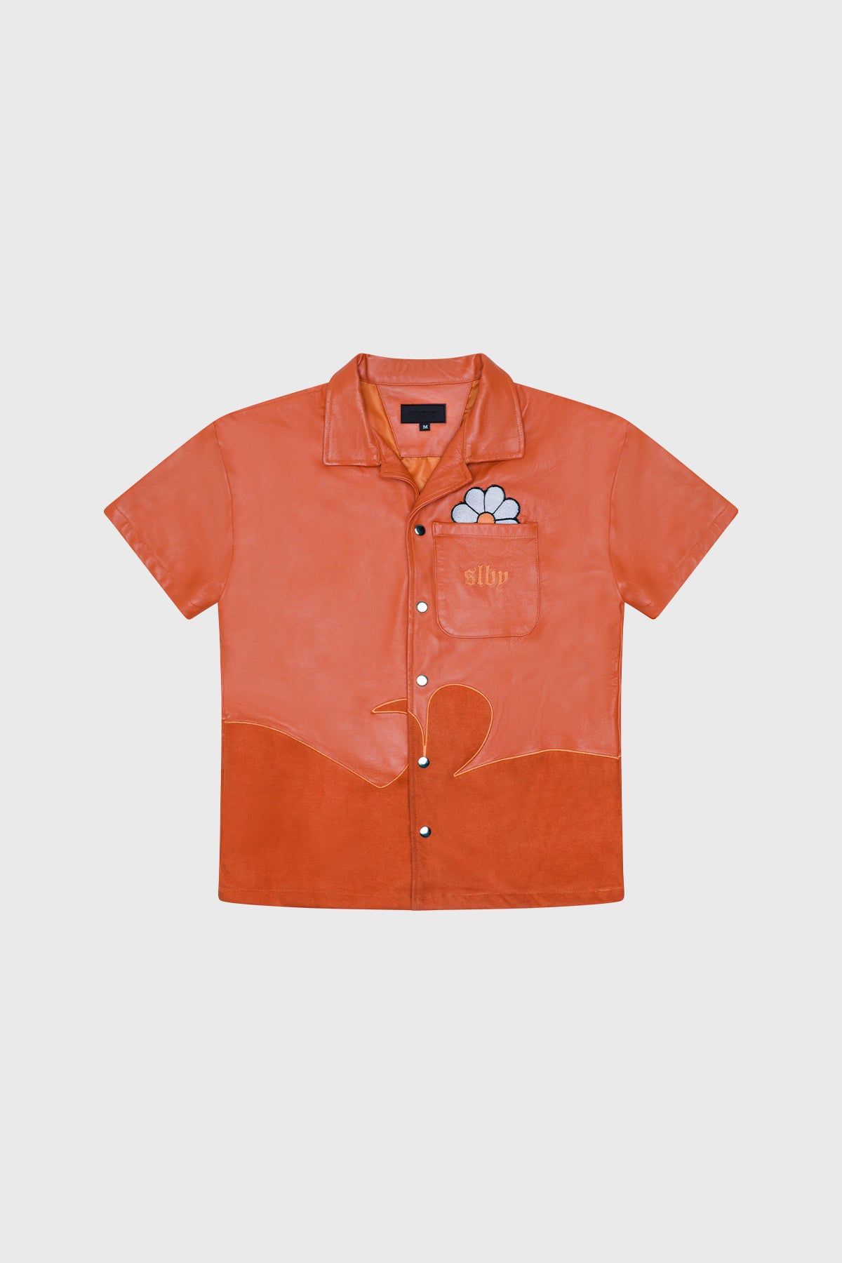 Leather Floral Button Up